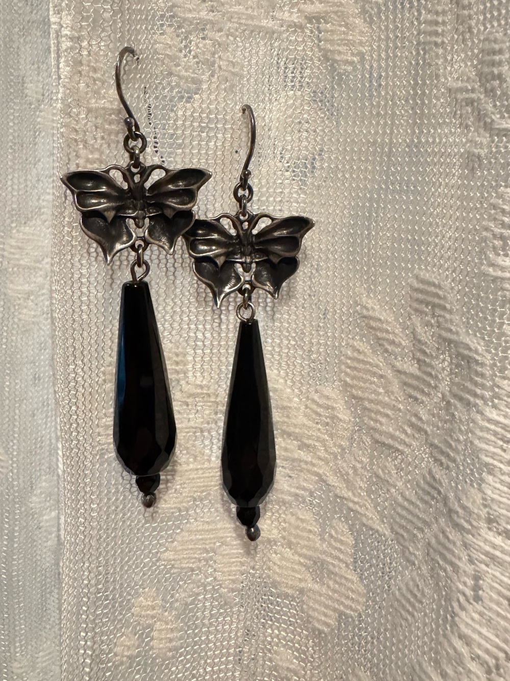 BloodMilk Jewels Vintage-Inspired Black fantasy Moth Butterfly Drop Earrings